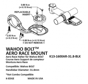 Uchwyt K-Edge do Wahoo Bolt Aero Race Mount, 31.8m