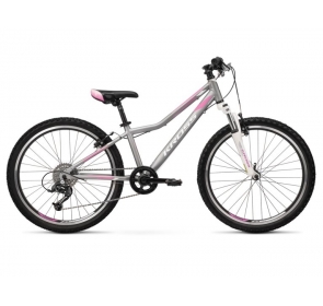 Rower dziecięcy KROSS LEA JR 2.0D-srebrny/róż 2021 Rower dziecięcy KROSS LEA JR 2.0D-srebrny/róż 2021