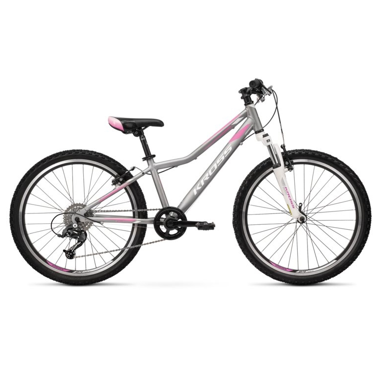 Rower dziecięcy KROSS LEA JR 2.0D-srebrny/róż 2021 Rower dziecięcy KROSS LEA JR 2.0D-srebrny/róż 2021