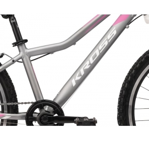 Rower dziecięcy KROSS LEA JR 2.0D-srebrny/róż 2021 Rower dziecięcy KROSS LEA JR 2.0D-srebrny/róż 2021