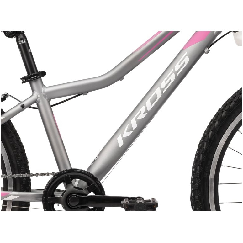Rower dziecięcy KROSS LEA JR 2.0D-srebrny/róż 2021 Rower dziecięcy KROSS LEA JR 2.0D-srebrny/róż 2021