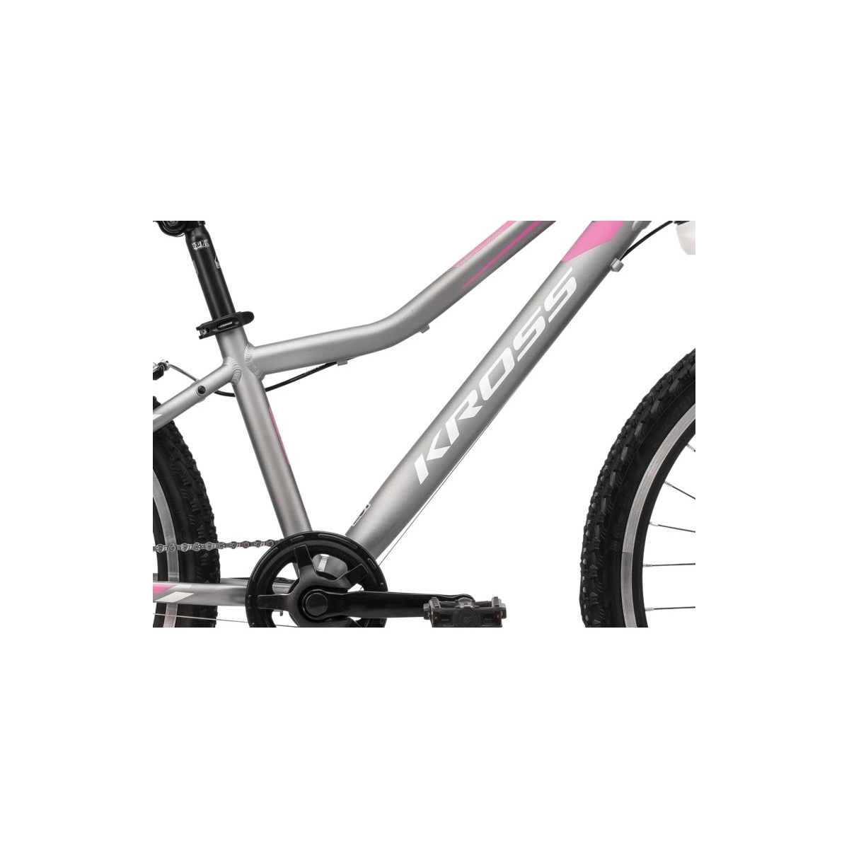 Rower dziecięcy KROSS LEA JR 2.0D-srebrny/róż 2021 Rower dziecięcy KROSS LEA JR 2.0D-srebrny/róż 2021