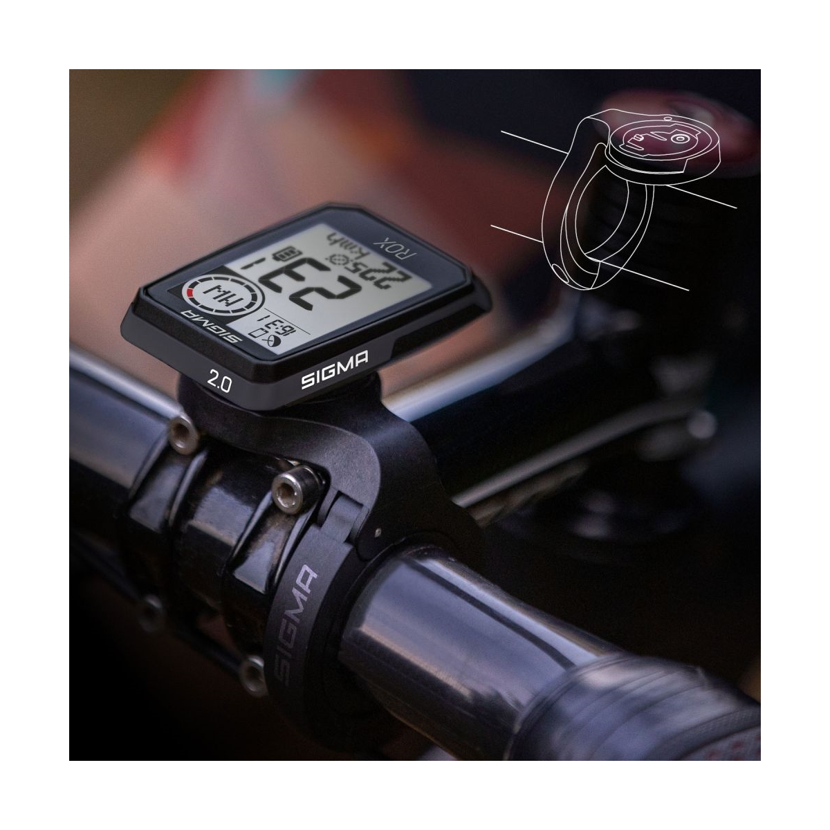 Licznik rowerowy SIGMA Rox 2.0 black top mount set Licznik rowerowy SIGMA Rox 2.0 black top mount set