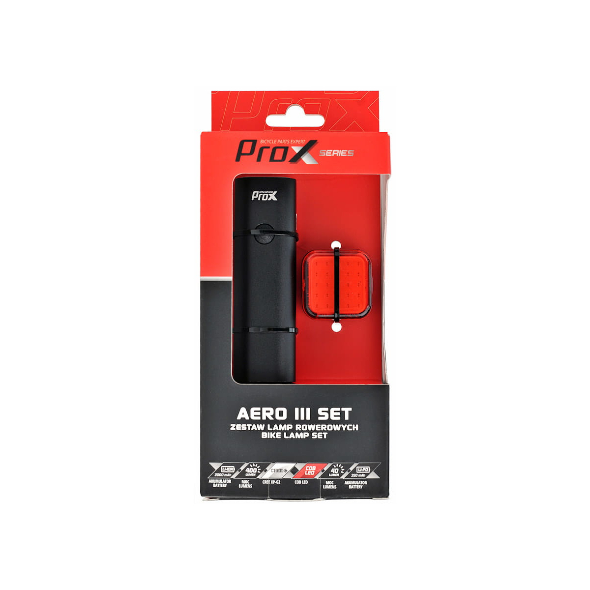 Oświetlenie rowerowe zestaw PROX Aero III Set