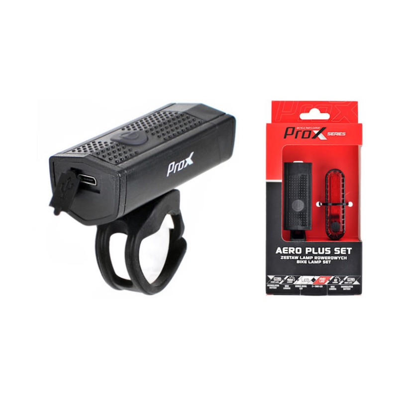 Oświetlenie rowerowe zestaw PROX Aero Plus 400/10l