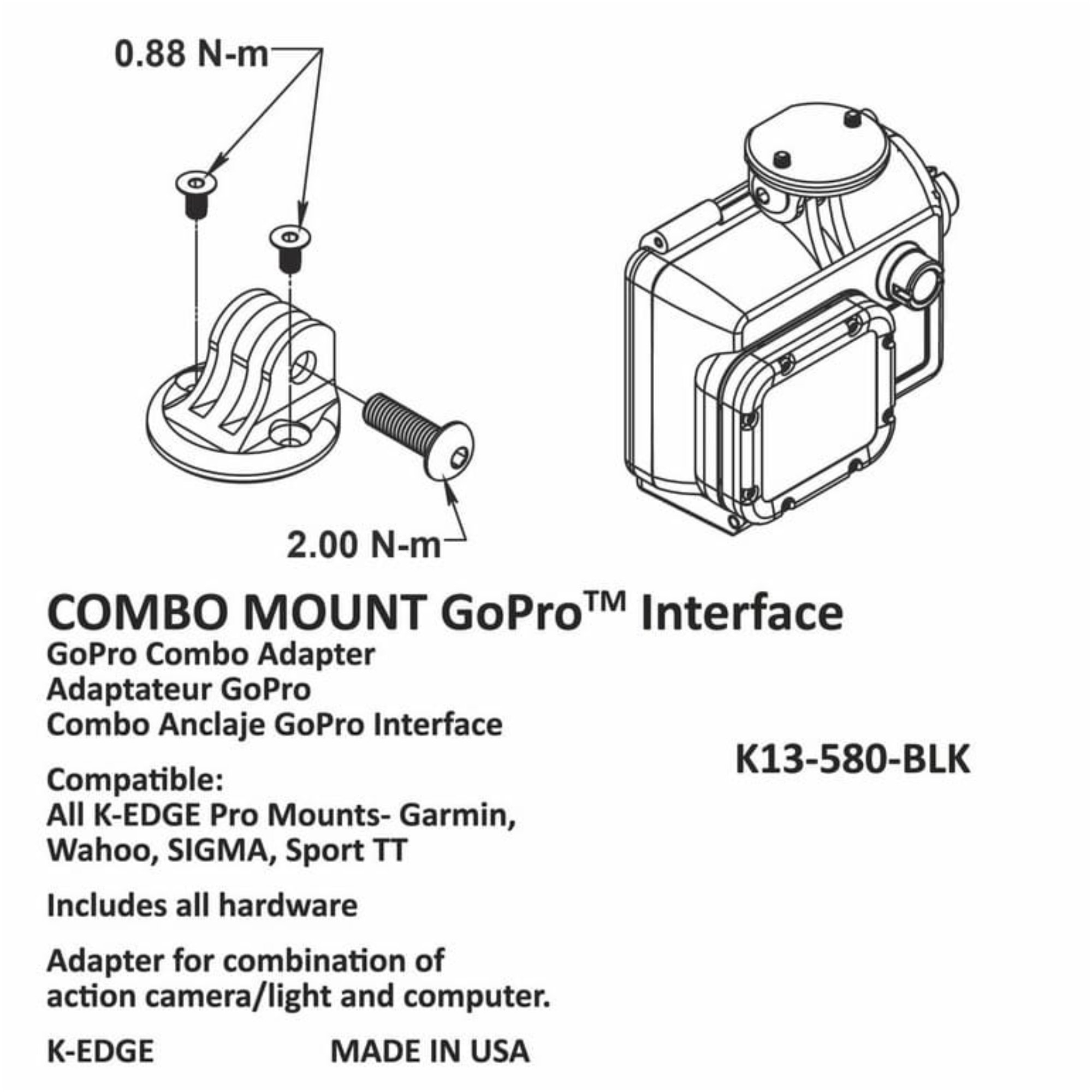 Adapter K-EDGE Combo Mount GoPro Style Interface