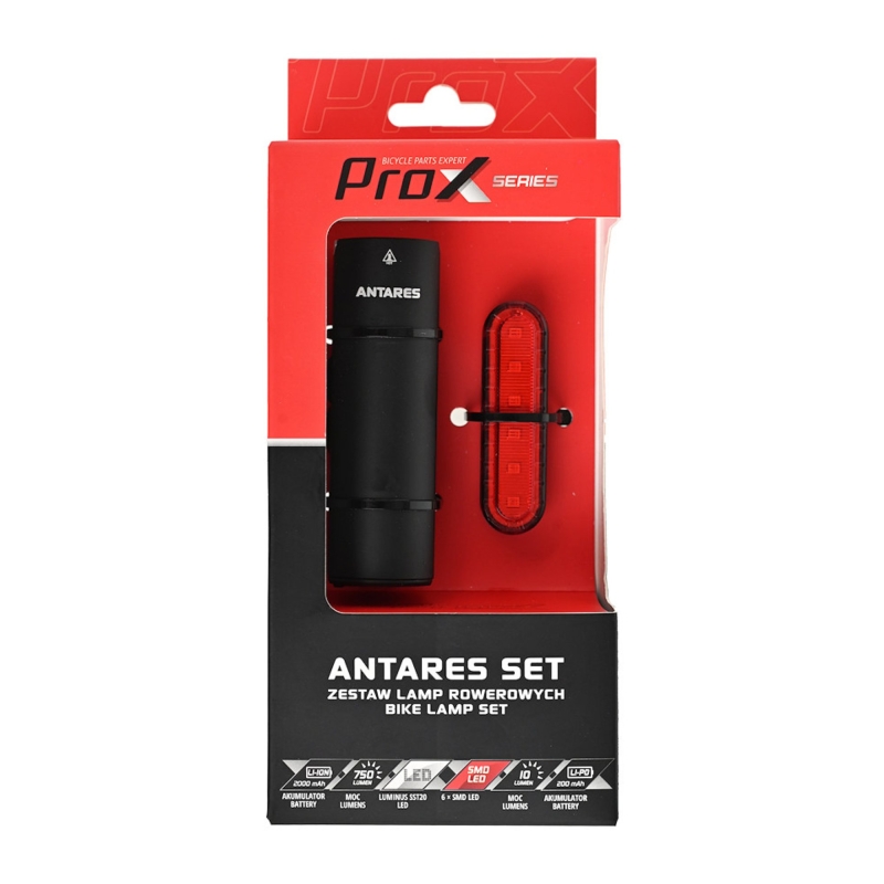 Oświetlenie rowerowe zestaw PROX Antares Set
