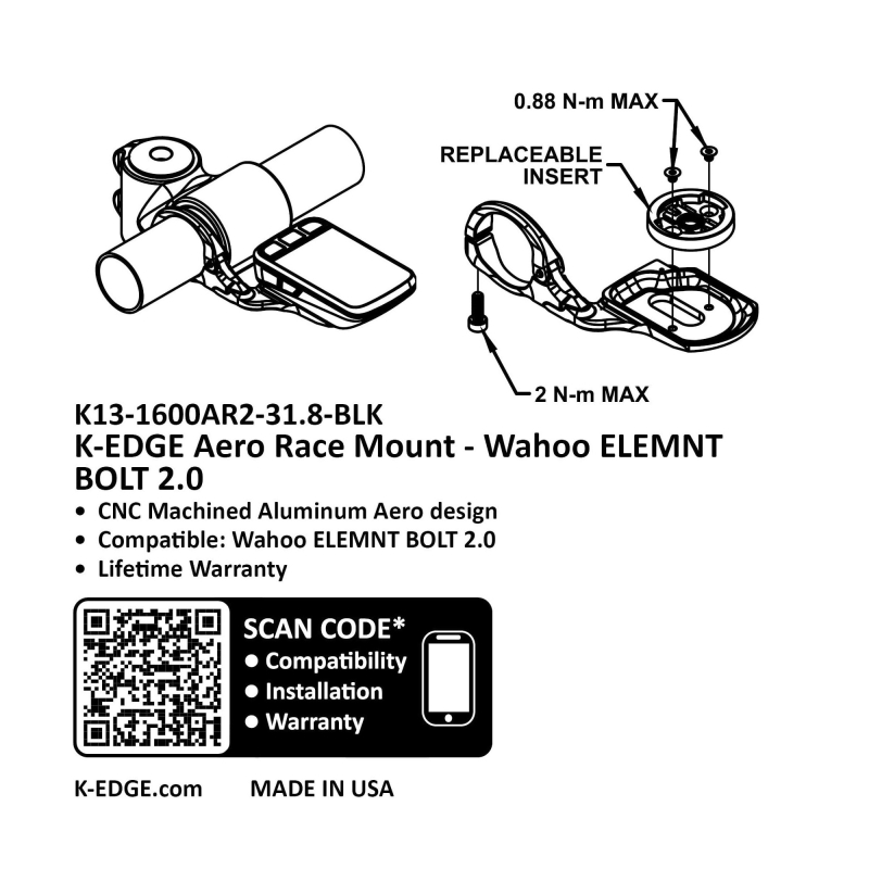 Uchwyt K-EDGE Bolt 2.0 Aero Race Wahoo