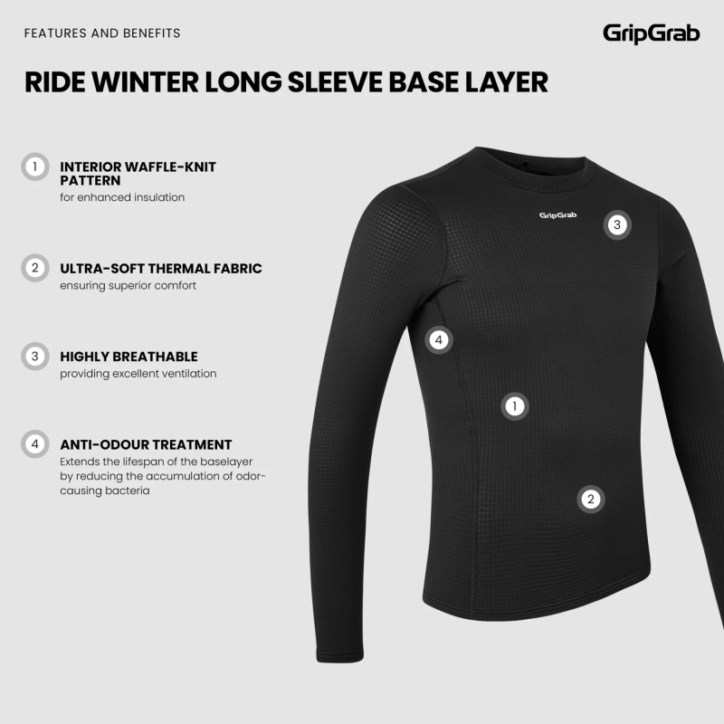 Koszulka rowerowa męska GRIPGRAB RIDE Winter Long Sleeve Base Layer