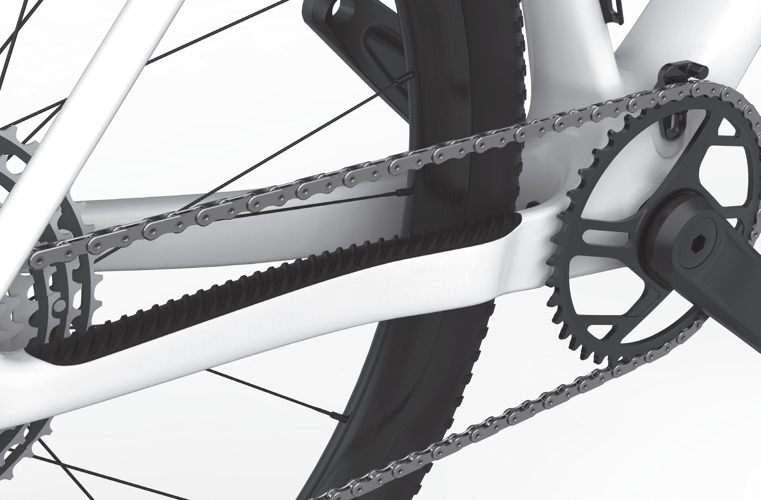 KTM tylne widełki NoiseShield i prowadnica łańcucha